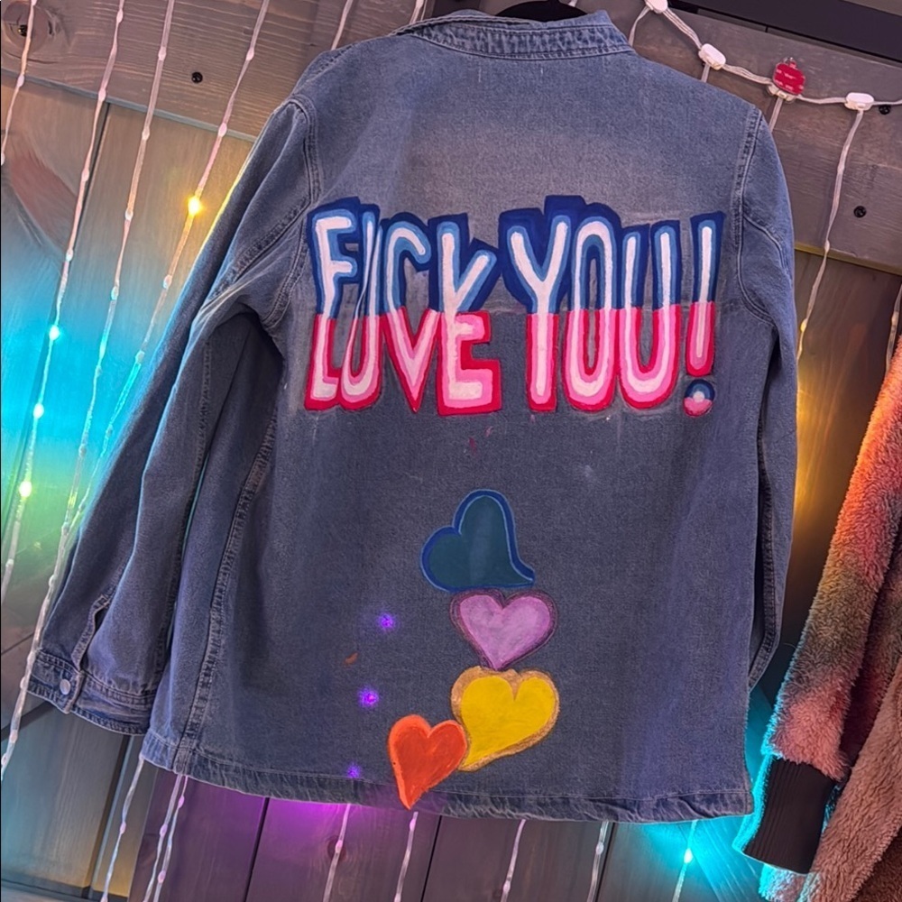 Custom painted Graphic Denim Jacket